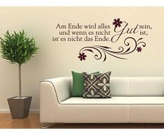 Graz Design 720455_57_080 Wandtattoo Wandaufkleber Wand Deko Spruch Am Ende wird alles Gut Ornament (Gre=127x57cm//Farbe=Braun)