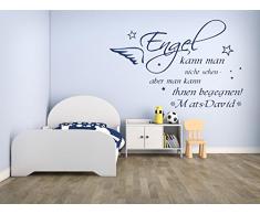 Wandtattoo mit Namen und Sternen ~ Spruch: Engel kann man nicht sehen ~ fürs Kinderzimmer und Schlafzimmer Mädchen und Jungen, 73024-100x58cm-schwarz, fürs Jungenzimmer, Mädchenzimmer Namensaufkleber Wandaufkleber Wandtatoos
