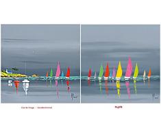 CIEL DORAGE, Gewitterhimmel , Bild von Frederic Flanet , Kunstdruck auf Holz (Blockrahmen) , Fertigbild Kunstartikel Kunstdruck auf Blockrahmen, Grösse 50 cm x 50 cm, Wohnen und Bilder, Dekoration, Wind und Meer, maritime Bilder,