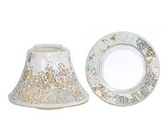 Yankee Candle 1344588 Teller und Lampenschirm für Kerzen, 19,50 x 19,50 x 13 cm, Glas, gold / perlmutt