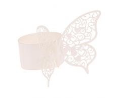 FACILLA® 50x Serviettenringe Schmetterlingringe für Servietten Papierservietten Deko Weiß
