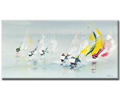 Les Spi Jaunes , Plexiglasbild von Gerard de Coucy, Grösse 100 cm x 50 cm , Wandbild , Acrylglasbild, maritime Bilder , Küstenlandschaft, Wind und Meer, Segeln, Kunstartikel Acrylglasbild direkt zum Aufhängen