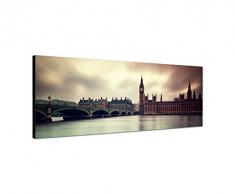 Panoramabild auf Leinwand und Keilrahmen 150x50cm London Gerichtsgebäude Wasser