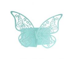50Pcs Schmetterling Serviettenring Papierhalter Tabelle Fest Brauthochzeit bevorzugt Jahrestag Dekorationen Blau