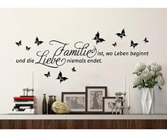 Grandora® W5007 Wandtattoo Spruch Familie ist, wo Leben beginnt und... Wandaufkleber Wandsticker hellbraun (BxH) 90 x 30 cm