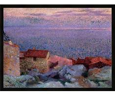 Gerahmtes Bild von Henri Edmond Cross Maritime Landschaft, Kunstdruck im hochwertigen handgefertigten Bilder-Rahmen, 100x70 cm, Schwarz matt