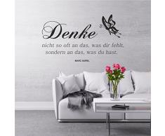 greenluup® Wandtattoo Sprüche Denke nicht so oft an das .. in Schwarz mit Schmetterling