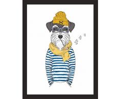 Kunstdruck glossy paper Kunstblatt Poster Farbdruck Wandfoto Plakat Maritim Hund mit Pfeife (A4)