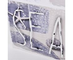 Wandbild 3D Maritim Muscheln Metall Design Kunstdruck 40x40cm grau blau (Motiv 1)