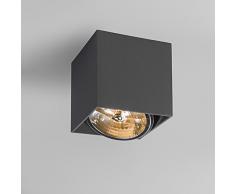 QAZQA Design, Modern Strahler Box 1 dunkelgrau, Aluminium, Würfel, Quadratisch / LED geeignet G53 Max. 1 x 50 Watt D