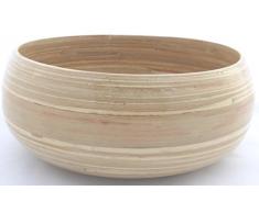 Bambusschale, Naturfarbe, 24 x 10cm, für Obst, Salat, Pasta und mehr, Lebensmittelecht, Handarbeit, Neu (05S, Natur)