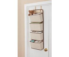 Starsglowing Schrank Organizer aus Stoff Hängeorganizer 4 Fächer für Handtücher Unterwäsche Socken faltbar 33 x 9 x 91 cm (Beige)