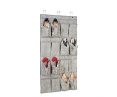 mDesign hängender Stoffschrank – praktischer Hänge-Organizer aus Stoff – das perfekte Hängeregal für Schuhe – Hängeaufbewahrung – 16 Fächer – Farbe: taupe/natur