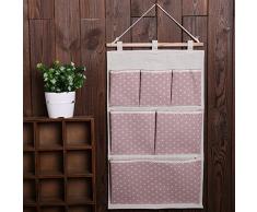 hibote Kreative Mode Baumwolltuch + PE wasserdichte Membran Tasche Wand hängenden Beutel 6 Tasche Tür zurück Aufbewahrungstasche Hängende Rückwand hing Türtasche Baumwolltuch Anti-Schimmel/Anti-Bakteriell Christmas Utensilo