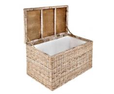 URBANARA Wäschekorb/Truhe “Java“ - 100% Rattan, Hellbraun, rechteckig mit Klappdeckel - 90 cm lang x 50 cm breit x 51 cm hoch