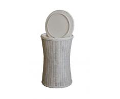 Wäschetonne / Wäschesammler rund aus Rattan in der Farbe Weiss - Versandkostenfrei in DE
