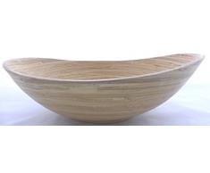 Bambusschale Bootform, 31x25x9cm, Naturfarbe, geeignet für Gebäck, Brot, Salat und mehr, Handarbeit (07M)(Natur, 31x25x9)
