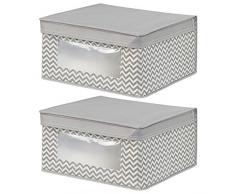 Interdesign 04251M2EU Axis Chevron Stoff, Aufbewahrungsbox, 2-er Set, groß, taupe / natur