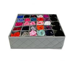 VENKON - Faltbare Aufbewahrungsbox mit 30 Fächern Ordnungsbox Organizer Sortierkasten Regal Fachteiler grau