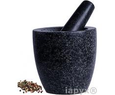Mörser mit Stößel (massiver Mörser aus Naturstein mit Schlegel teil poliert) schwere Ausführung , iapyx®