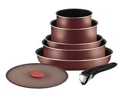 Tefal l2099402 Set Pfannen und Töpfe â Ingenio 5 Essential rot Velours 7-teilig â für alle Herde, auch Induktionsherde