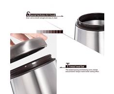 E-PRANCE Kaffeedose Vorratsdose Edelstahldose mit Löffel, für Kaffeebohnen/-pulver, Tee, Nüsse, Kakao, Magnet im Deckel, Edelstahl silber 1,5L