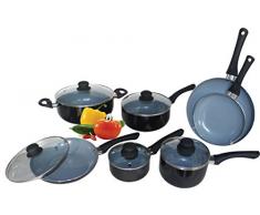 12-teiliges Kochset - Aluminium Topf- und Pfannenset mit Keramikbeschichtung - Schwarz/Grau