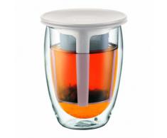 Bodum TEA FOR ONE Teeglas mit Kunststofffilter (Doppelwandig, Isoliert, 0,35 liters) cremefarben