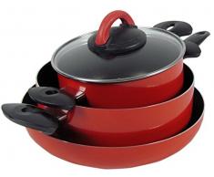 Topfset Brunhilde - Kochset / 5-teilig / Farbe: rot / Kochtopf Pfannen Set