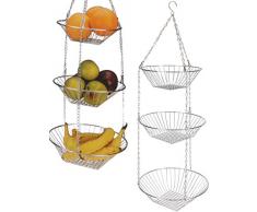 Obstkorb Metall - Hängekorb rund - verchromter Korb für Obst, Früchte und Gemüse