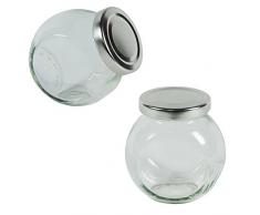 Viva-Haushaltswaren - 12 Gewürzgläser 192ml / Glasdosen mit silber-farbenem Schraubverschluss für Gewürze, Salz, Tee, etc. - inkl. einer Holzschaufel 7,5 cm