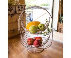 BRUBAKER Designer Schaukel Obstkorb Obstschale Früchtekorb Etagere aus silber verchromten Metall ca. 45 cm hoch