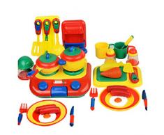 Kinderspiel 38 Sätze von Küchenutensilien zum Kochen Baby Spielzeug ehrlich Blick auf das Spiel (blau)