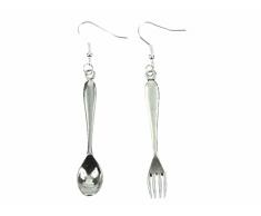 Löffel und Gabel Besteck Ohrringe Hänger Miniblings Essen Koch Küche silber 55mm