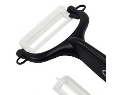 Sparschäler Keramik ★COOKALLY★ Schäler für Gemüse Kartoffel Spargel für Linkshänder, Rechtshänder & Kinder - Querschäler Schwarz