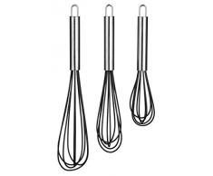 Premier Housewares Schneebesen-Set, Silikon mit Edelstahl-Griff, 3-teilig, Schwarz