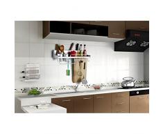 SENYANG Multifunktions Küche Rack Organizer Regale mit Zaun, Wand hängende Aluminium Küche Rack von Wand Regal, gehören Gewürz Flasche Rack, Utensilien und andere Küche Gadgets (Silber)