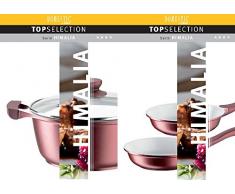 Domestic TOP Selection by Mäser, Serie Himalia, Kochtopf-Pfannen-Set 9-teilig, antihaftbeschichtet, mit weißer ILAG-CERAMIC-Beschichtung, in der Farbe Bordeauxrot
