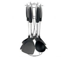 Edelstahl Küchenhelfer-Set 7-teilig (Koch-Besteck mit Ständer, Wender, Suppenschöpfer, Nylon)