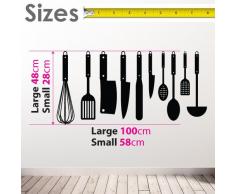 Küchenutensilien Löffel Schöpflöffel Wand Dekorationen Fenster Aufkleber Wall Decor Sticker Wall Art Aufkleber Sticker Wand Aufkleber Aufkleber Wandbild Décor DIY Deco Abnehmbare Wandaufkleber Colorful Aufkleber, Vinyl, silber, L