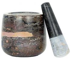 JADE TEMPLE 17172 Steinmörser mit Stössel, Granit, grau, 45.5 x 31 x 21.5 cm