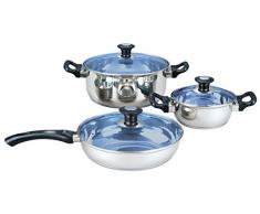 Hoffmanns Topfset Edelstahl mit Glasdeckeln - 6 teilig - Kochset - Topf und Pfanne Set