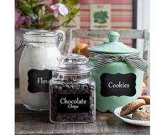 64 Wiederverwendbare Wiederverwendbare (8 Blatt-Packung) Premium Quality Schwarz Dekorative Aufkleber-Pantry-Speicher-Organisator, Weckglas Chalk Labels, Geschenkanhänger, Klassenzimmer Organisation - Schreiben Sie schälen und Stick!