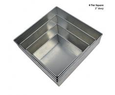 Professionelle Quadrat Kuchenformen 4er Set Backform cake pans / tins 6 8 10 12 by EUROTINS