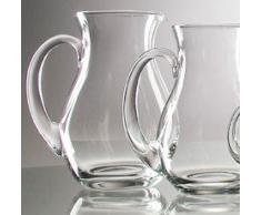 Krug antiker Stil bauchig klares Glas mit Henkel dekorative Karaffe mit Ausgiesser Kristall Glas, mundgeblasen Inhalt 2 Liter klar Höhe ca. 22 cm