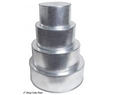 EURO TINS 4 Backformen Rund f?r mehrst?ckige Hochzeitstorte - 4er-Set (10 cm tief)
