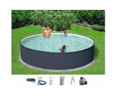 HANSEATIC Rundpool »Set: Rundpool Anthrazit mit Sicherheitsleiter und Sandfilteranlage (6-tlg.) «