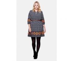 Yumi Curves Shirtkleid »Connie «, Kachel-Print und Gürtel