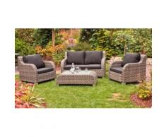 11-tgl. Loungeset »Brighton«, 2er Sofa,2 Sesseln,1 Tisch,Polyrattan,sand,inkl. dicke Auflagen