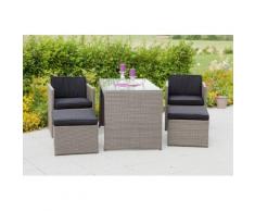 MERXX Gartenmöbelset »Merano«, 11-tgl., 2 Sessel, 2 Hocker, Tisch 128x70 cm, Polyrattan